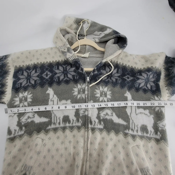 Tejidos Aly marka 100% wool Zip-up lama hoodie lama jacket size Medium - Picture 9 of 13